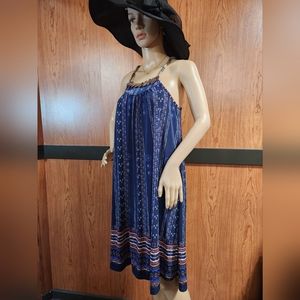 EUC CHERRY LANE SUMMER DRESS w/wooden beaded straps and neckline size S